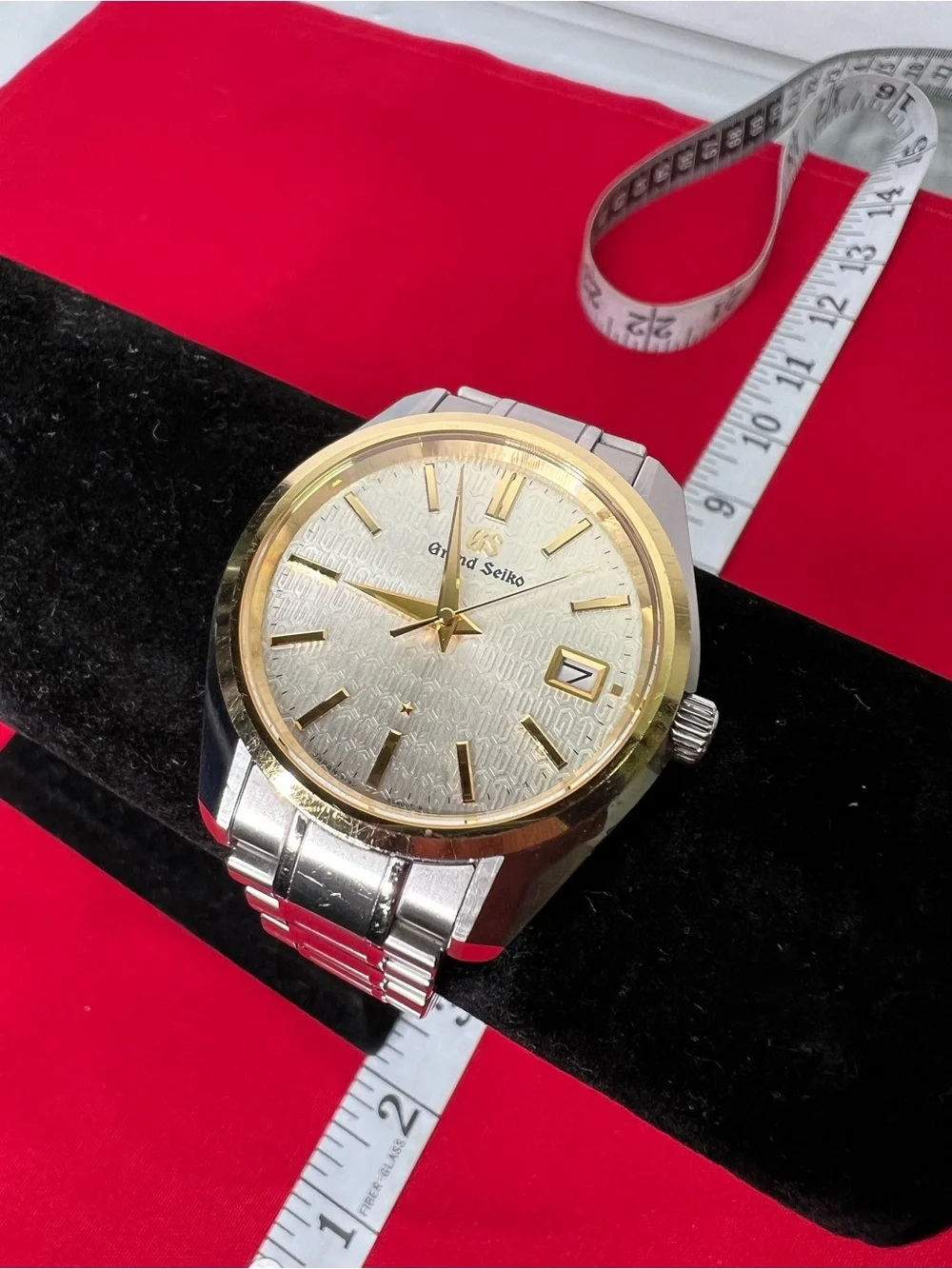Grand Seiko Two Tone Stainless Steel Watch Silver Dial SBGV238 Caliber 9F82